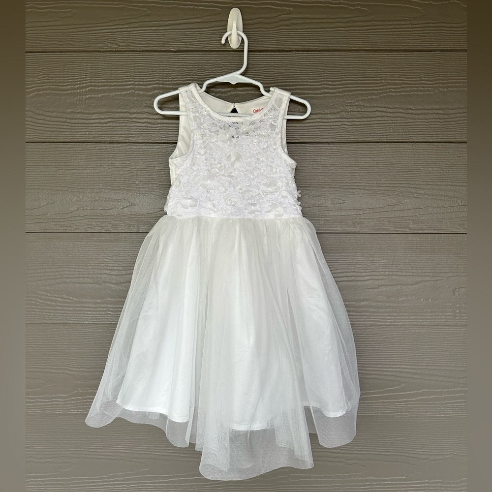 Cat and Jack White Sleeveless Tulle Dress size XS 4/5